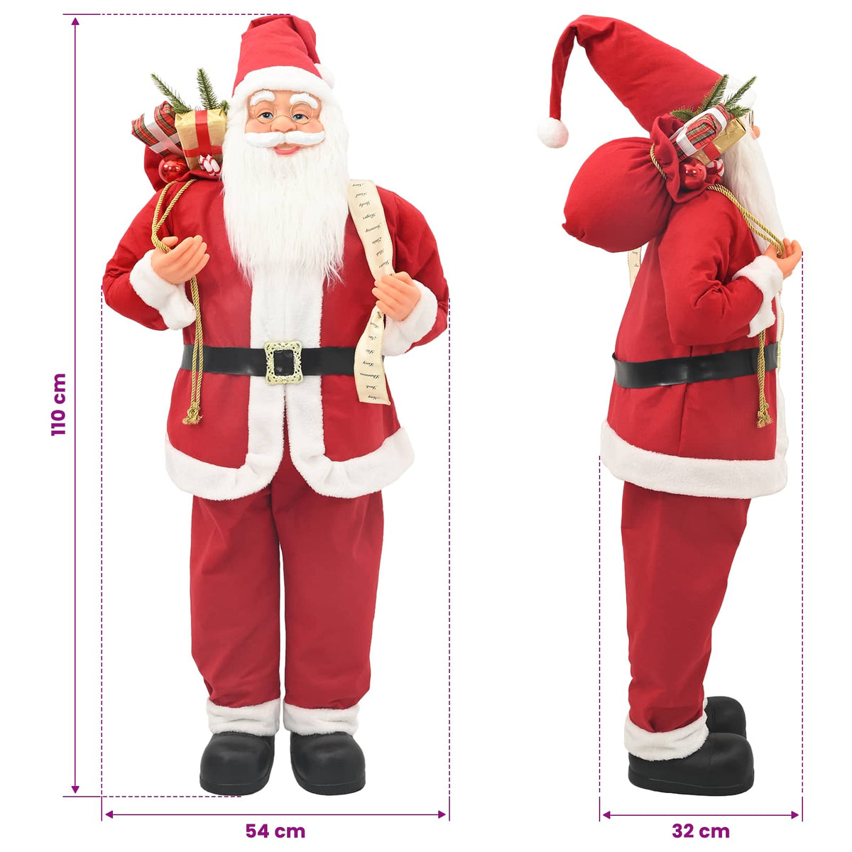 vidaXL Figurka Świętego Mikołaja czerwony 110 cm Poliester