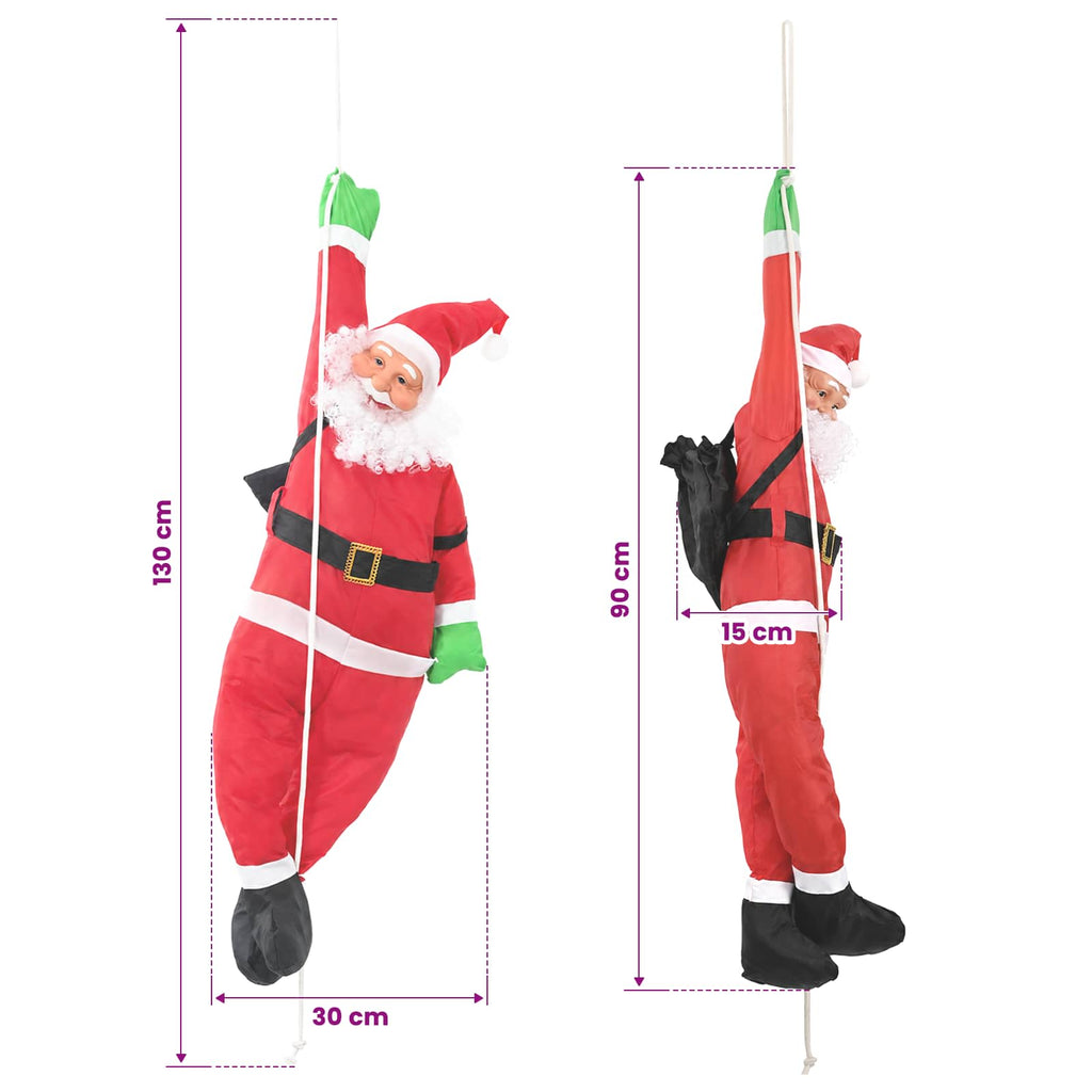 vidaXL Wiszący Mikołaj na linie czerwony 30 x 15 x 130 cm Poliester