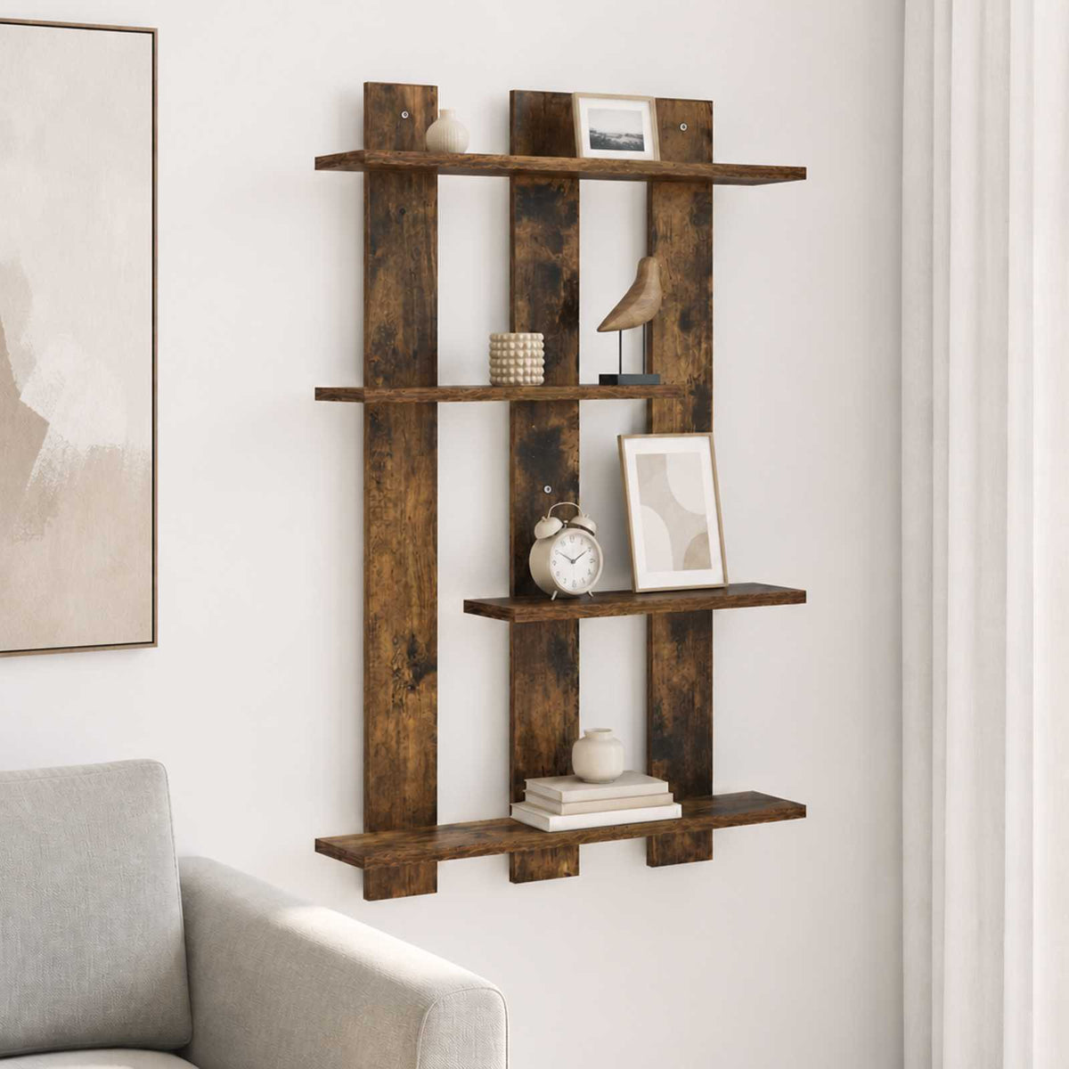 vidaXL Półka ścienna Dąb wędzony 61 x 13,5 x 88 cm Drewno inżynieryjne