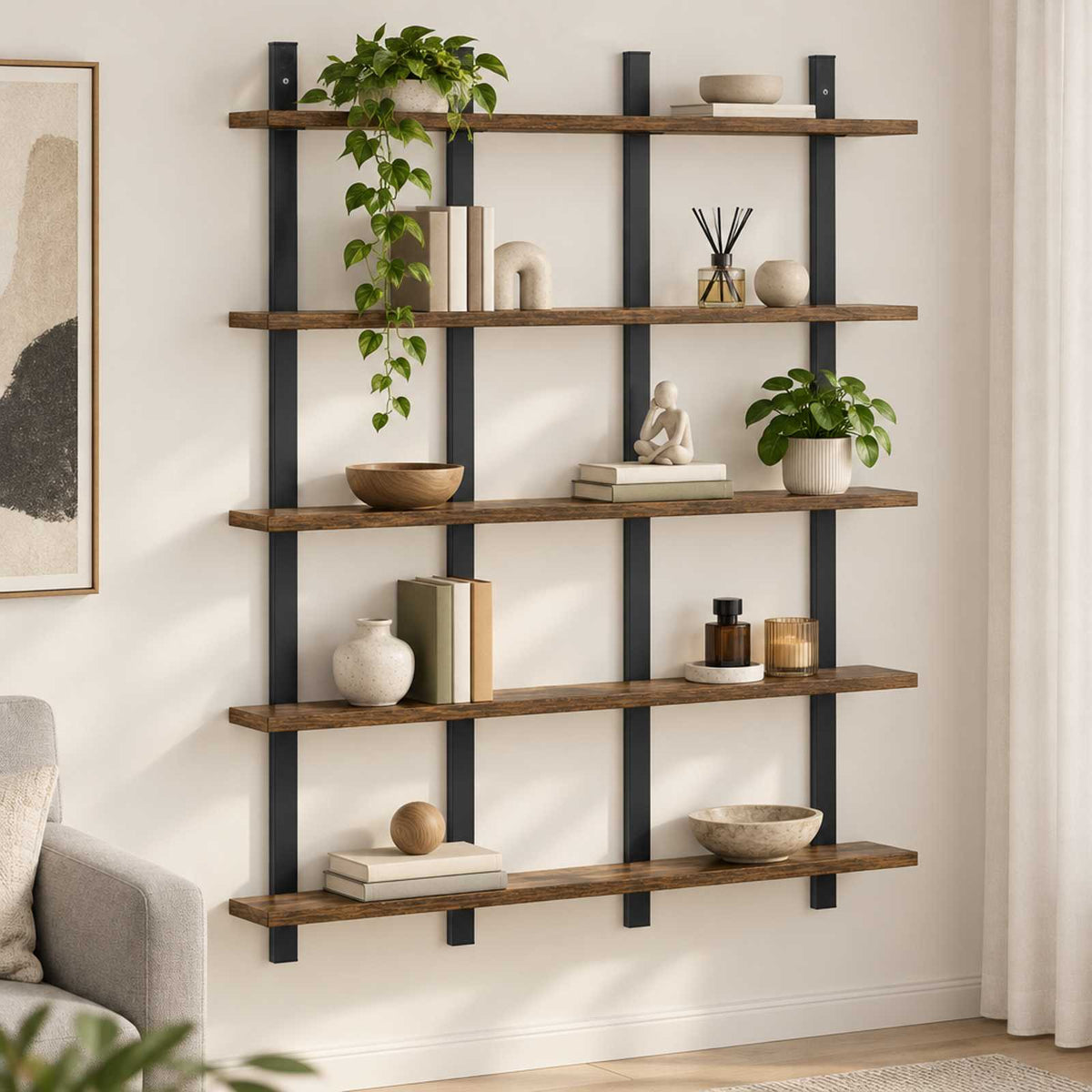 vidaXL Półka ścienna Dąb wędzony 102 x 13,5 x 102 cm