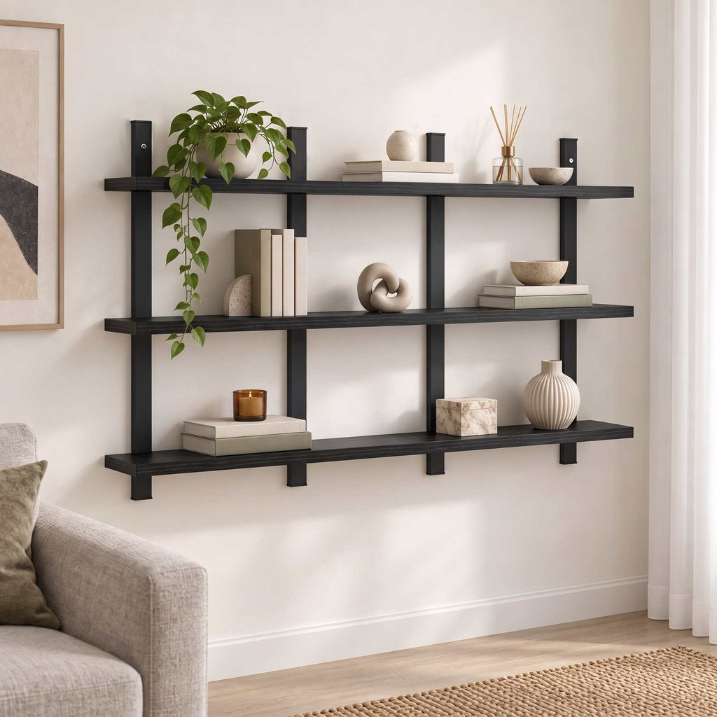 vidaXL Półka ścienna Czarny dąb 102 x 13.5 x 58 cm Drewno inżynieryjne