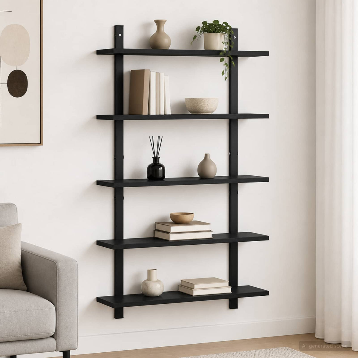 vidaXL Półka ścienna Czarny dąb 60.5 x 13.5 x 102.5 cm
