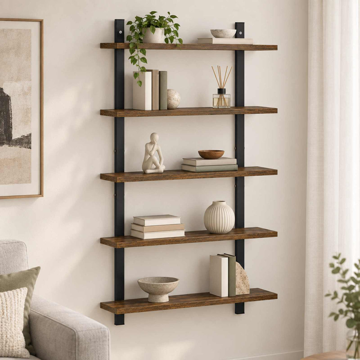 vidaXL Półka ścienna Dąb wędzony 60.5 x 13.5 x 102.5 cm