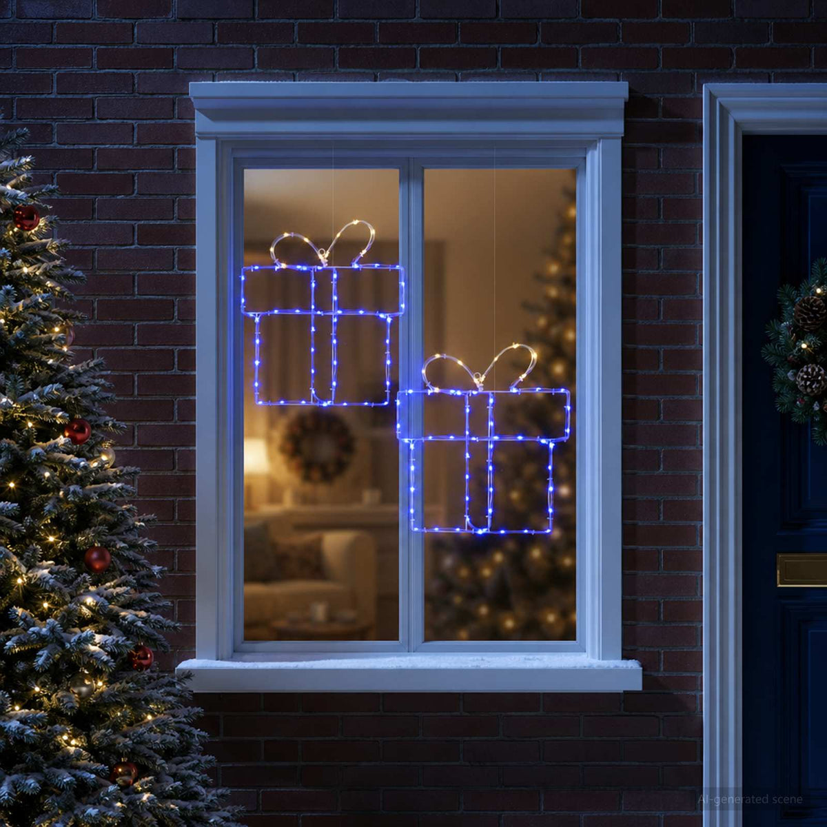 vidaXL Świąteczne ozdoby świetlne na okno LOVIISA 2 szt. 160 LED