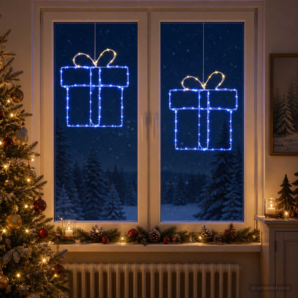 vidaXL Świąteczne ozdoby świetlne na okno LOVIISA 2 szt. 160 LED