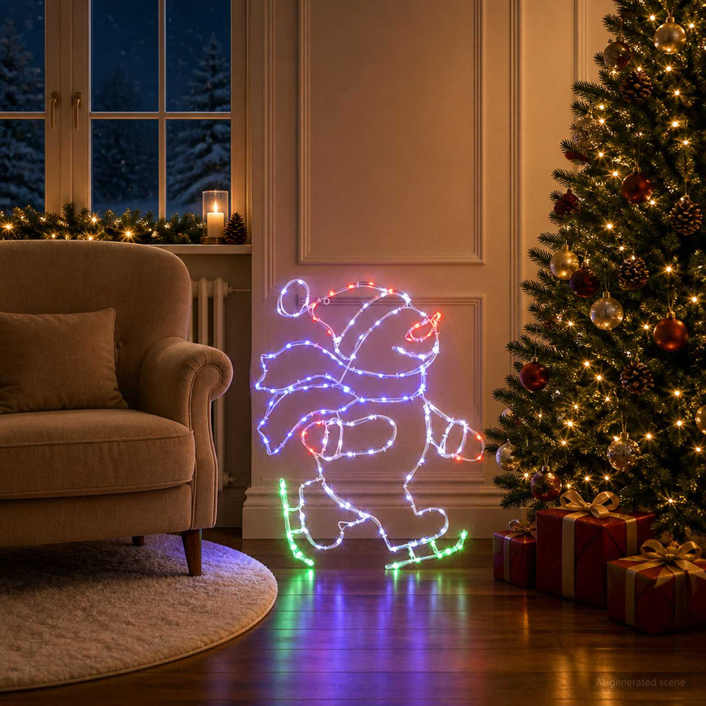 vidaXL Świecący Mikołaj na łyżwach LED LOVIISA 120 LED Wielokolorowy