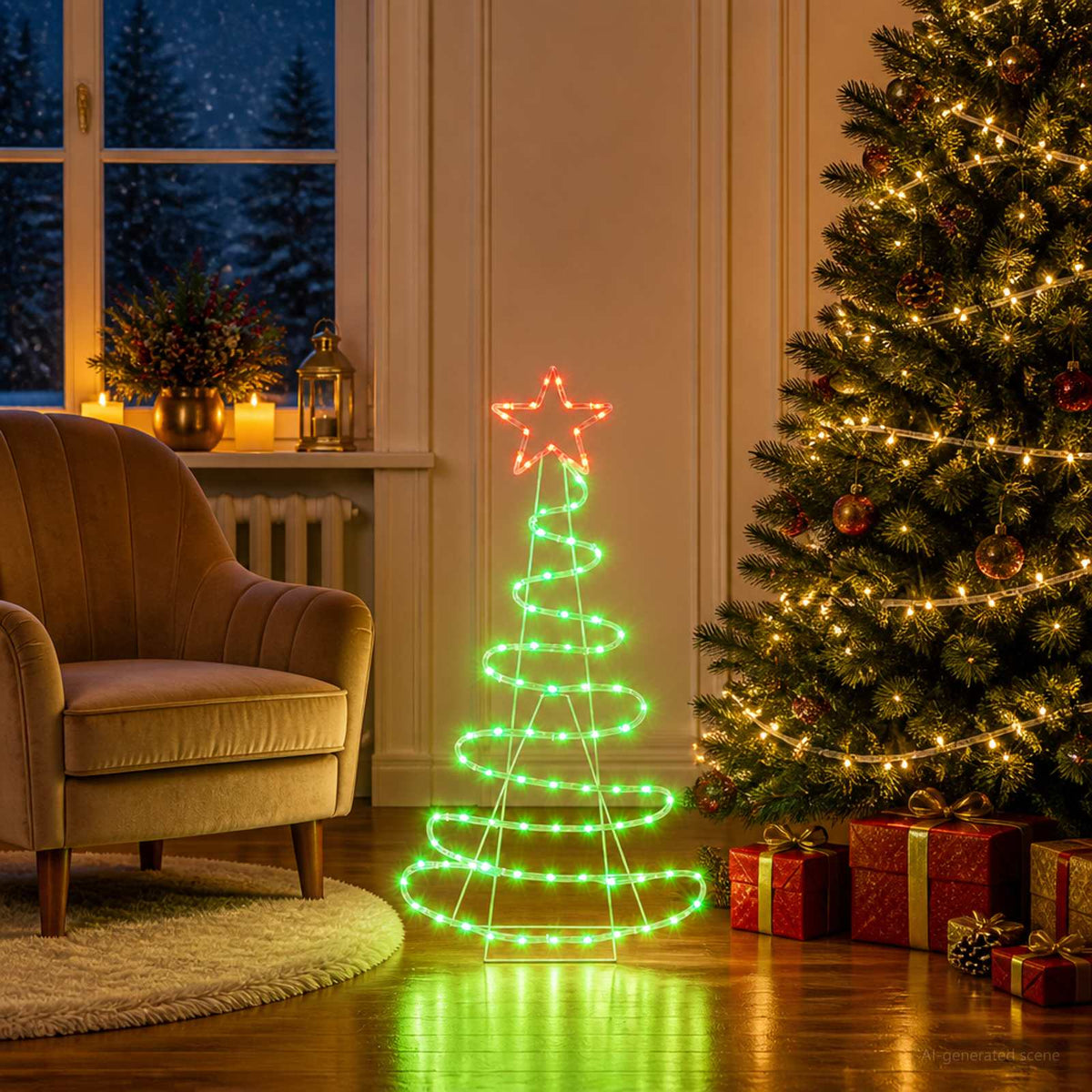 vidaXL Choinka LED LOVIISA 100 LED Czerwony i Zielony 51 x 99 cm