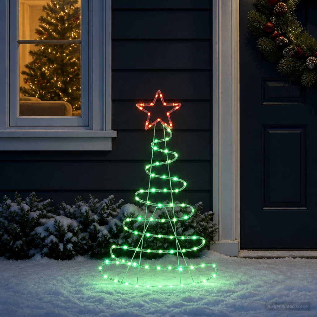 vidaXL Choinka LED LOVIISA 100 LED Czerwony i Zielony 51 x 99 cm