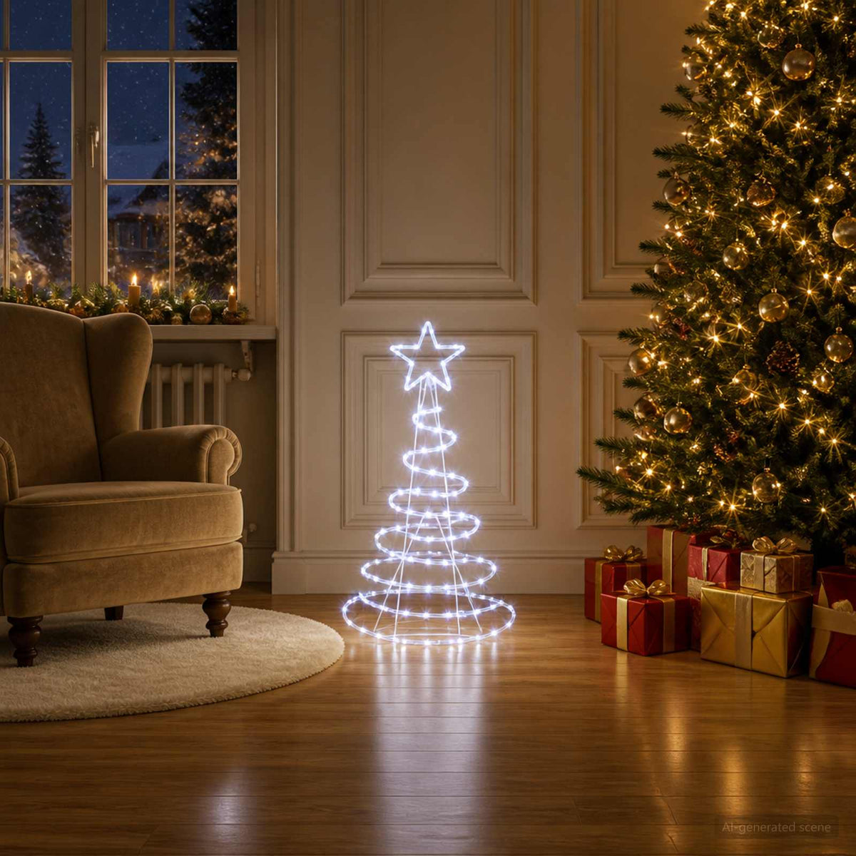 vidaXL Choinka LED LOVIISA 100 LED Zimna biel 51 x 99 cm