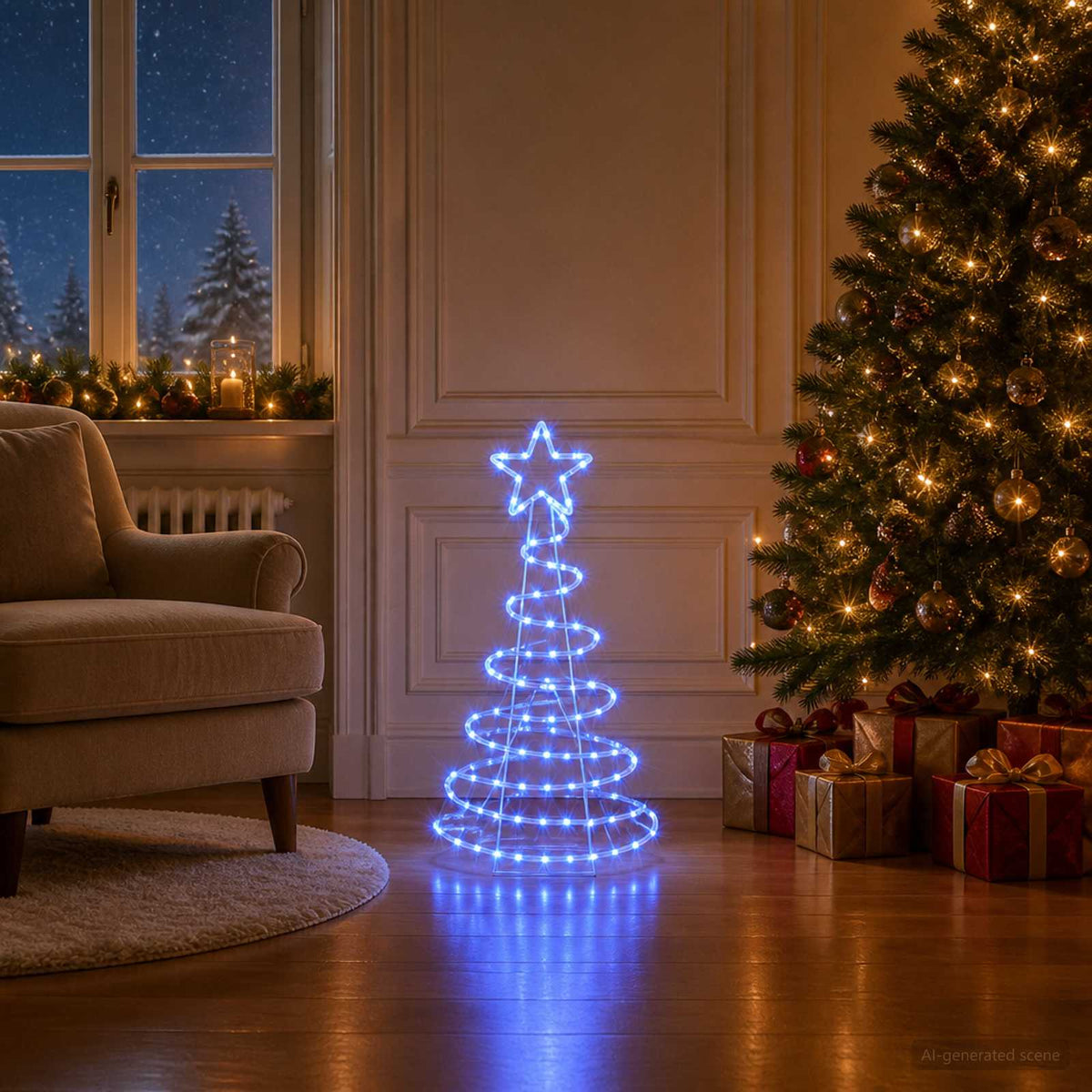 vidaXL Choinka LED LOVIISA 100 LED Niebieski 51 x 99 cm