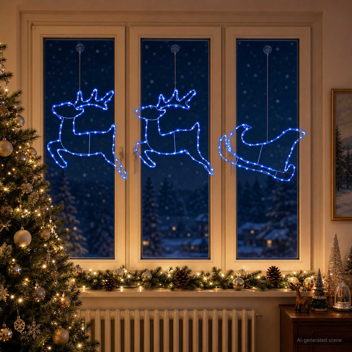 vidaXL Dekoracja świąteczna z reniferem i sanie LOVIISA 180 LED
