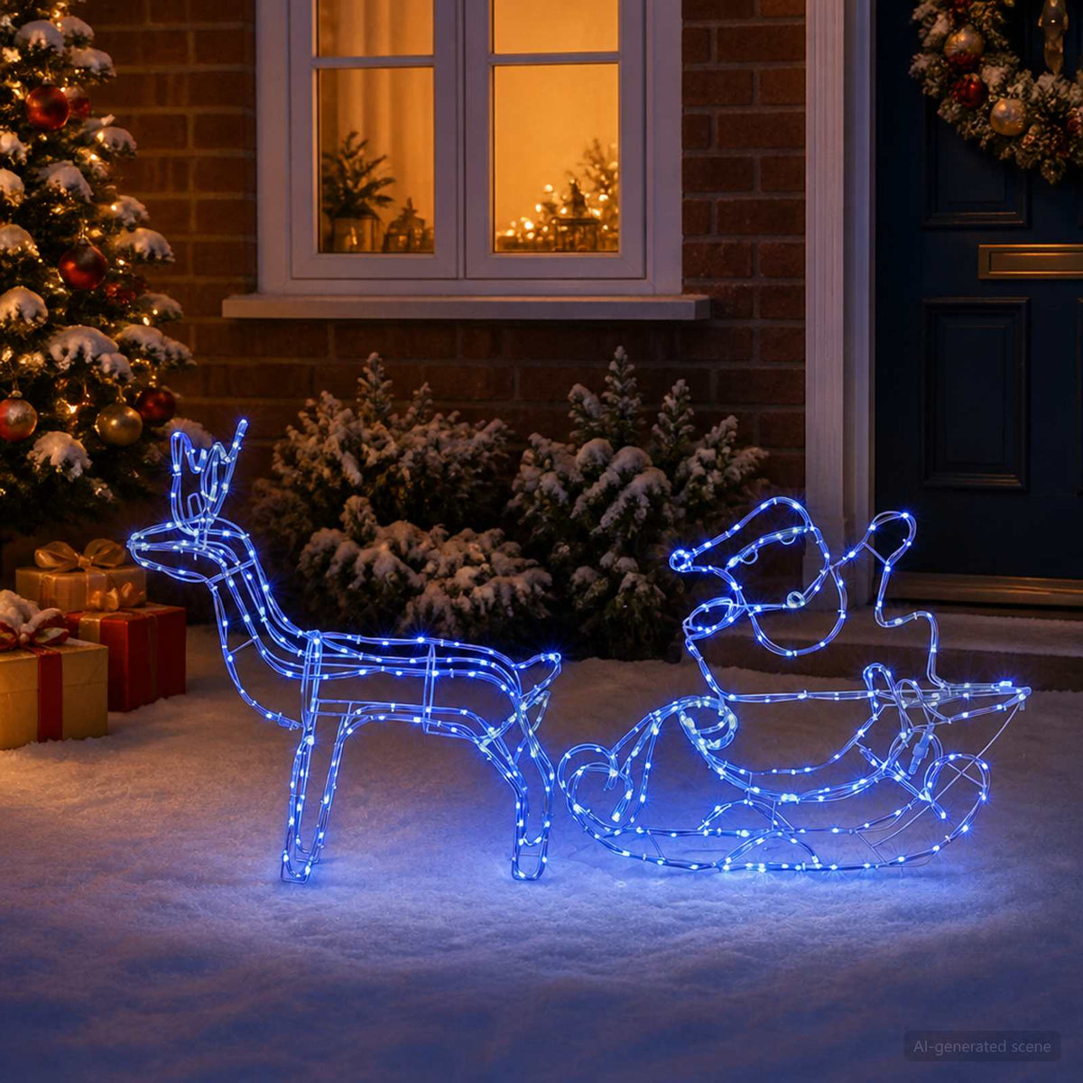 vidaXL Dekoracja świąteczna renifer z saniami LOVIISA 320 LED