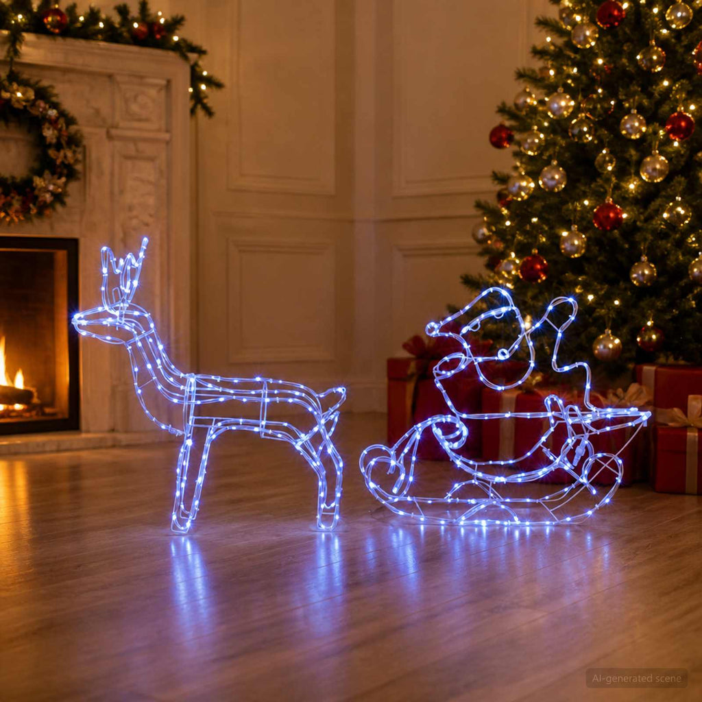 vidaXL Dekoracja świąteczna renifer z saniami LOVIISA 320 LED