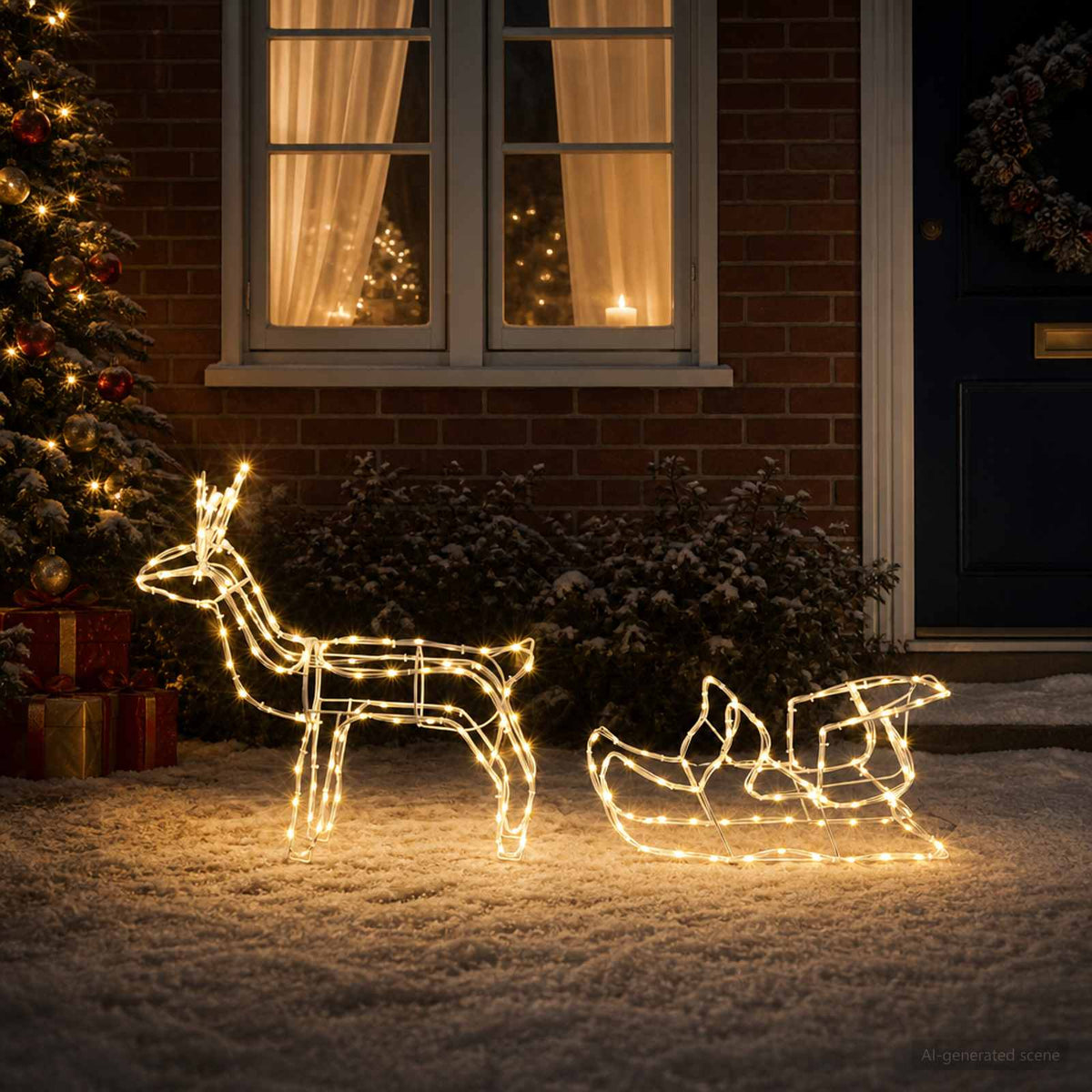vidaXL Dekoracja świąteczna z reniferem i saniami LOVIISA 240 LED