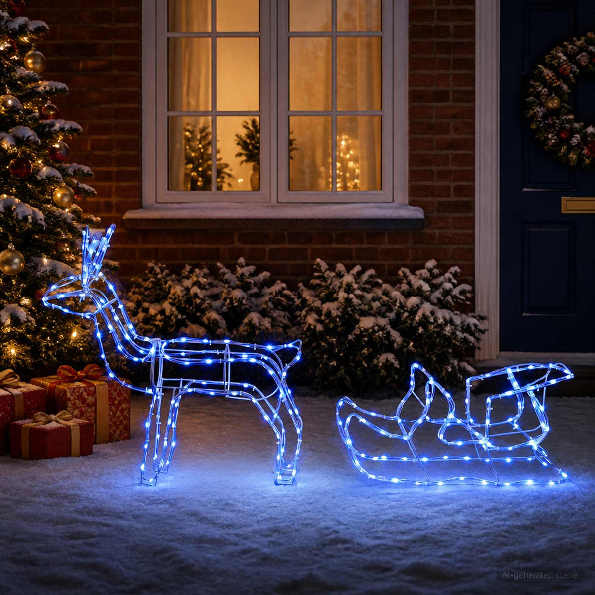 vidaXL Dekoracja świąteczna z reniferem i saniami LOVIISA 240 LED