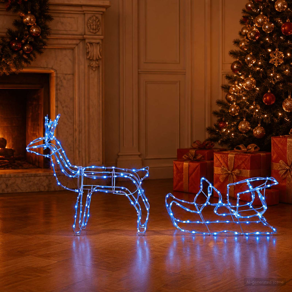 vidaXL Dekoracja świąteczna z reniferem i saniami LOVIISA 240 LED