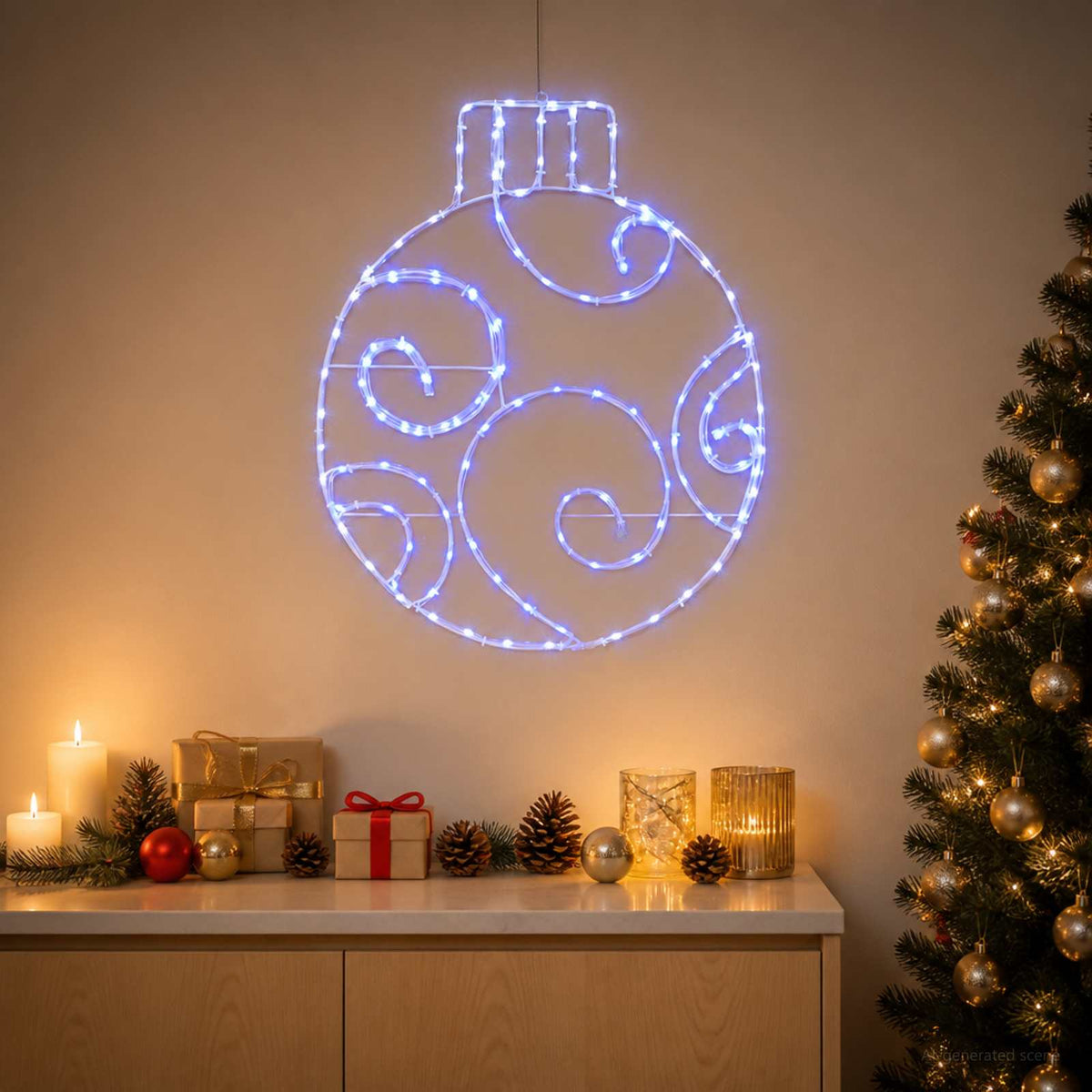 vidaXL Świąteczna bombka LED LOVIISA 160 LED Niebieski 55 x 65 cm