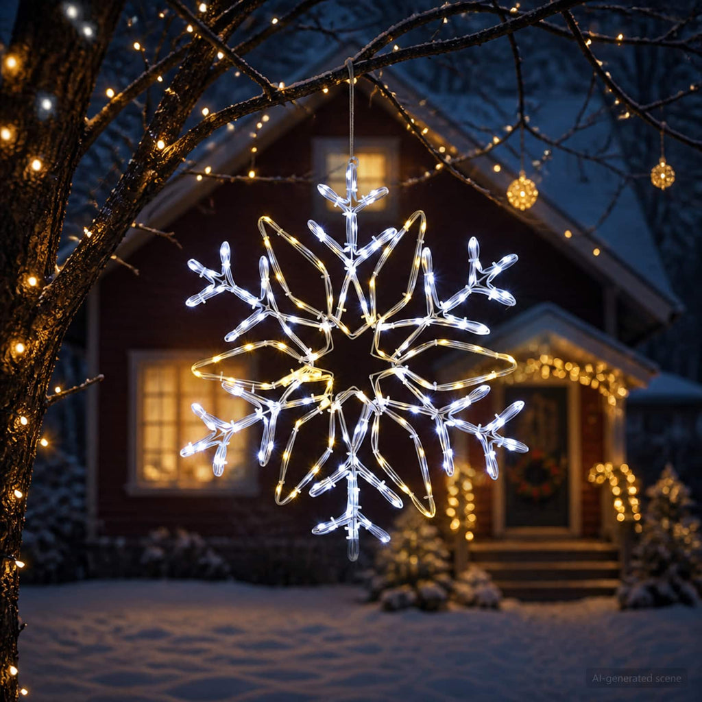 vidaXL Świecący płatek śniegu LED LOVIISA 140 LED Zimna biel Ø 55 cm