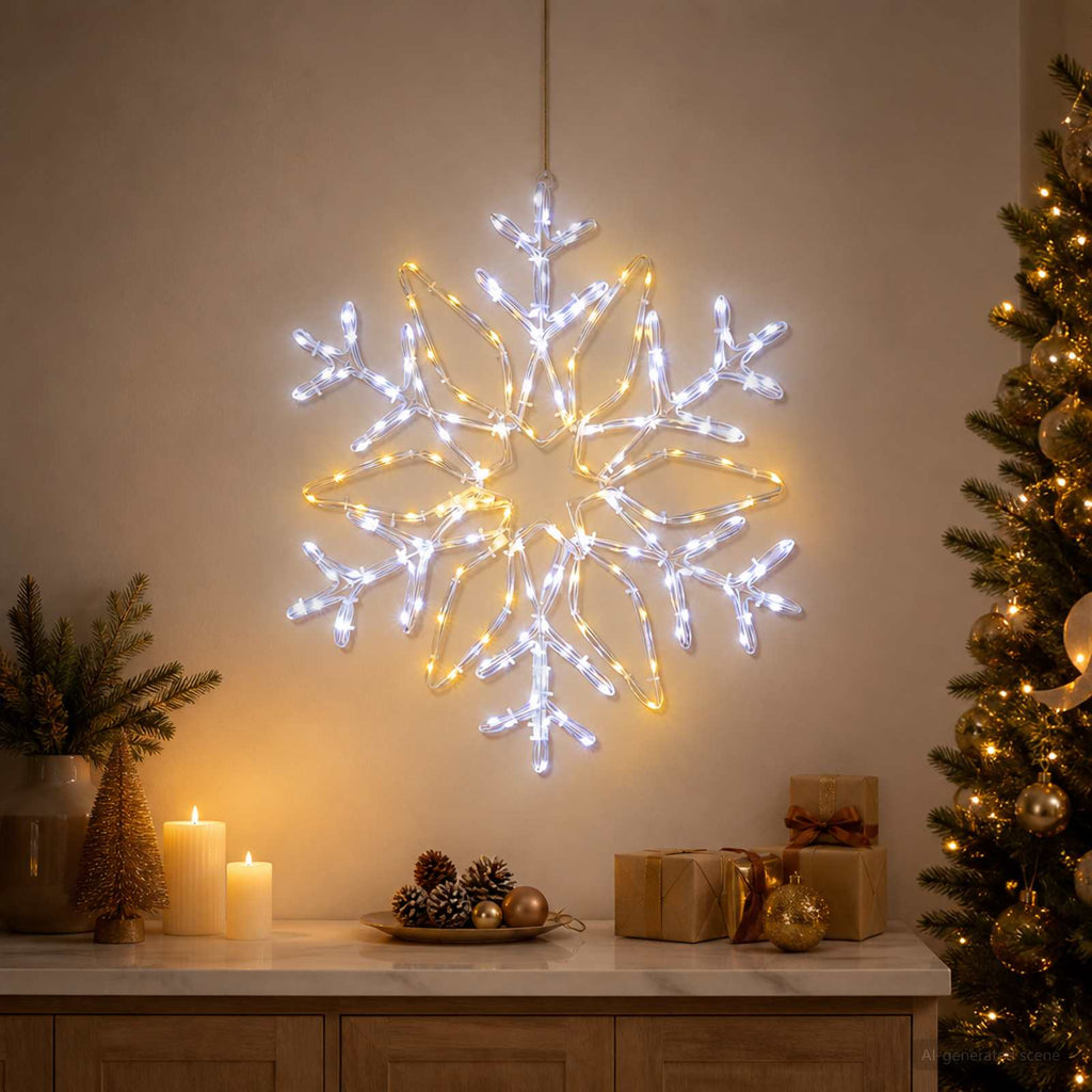 vidaXL Świecący płatek śniegu LED LOVIISA 140 LED Zimna biel Ø 55 cm