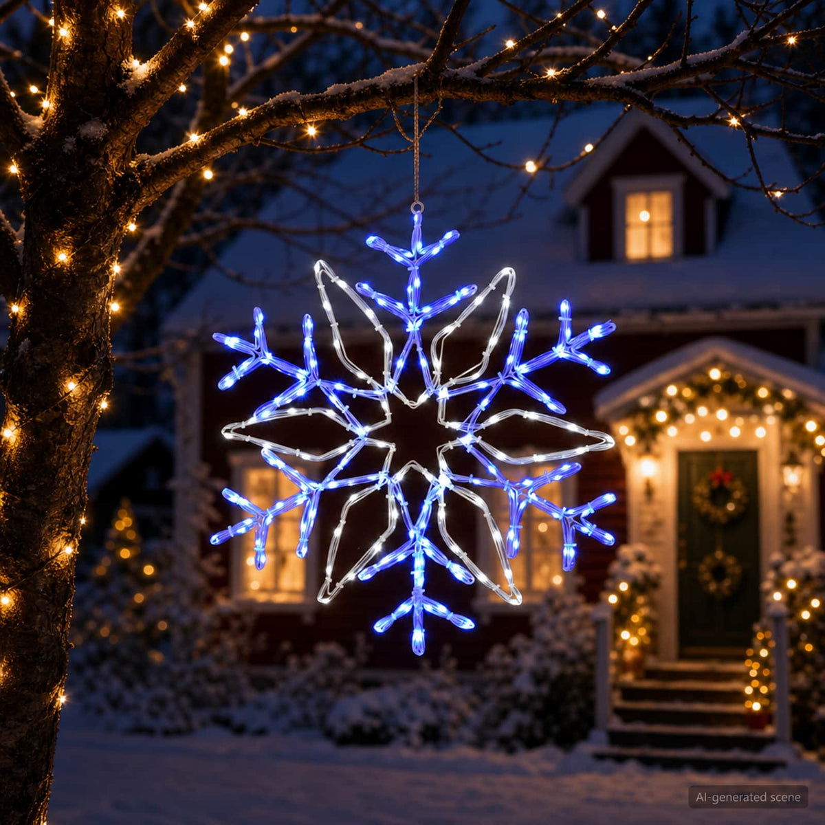 vidaXL Świecący płatek śniegu LED LOVIISA 140 LED Zimna biel Ø 55 cm