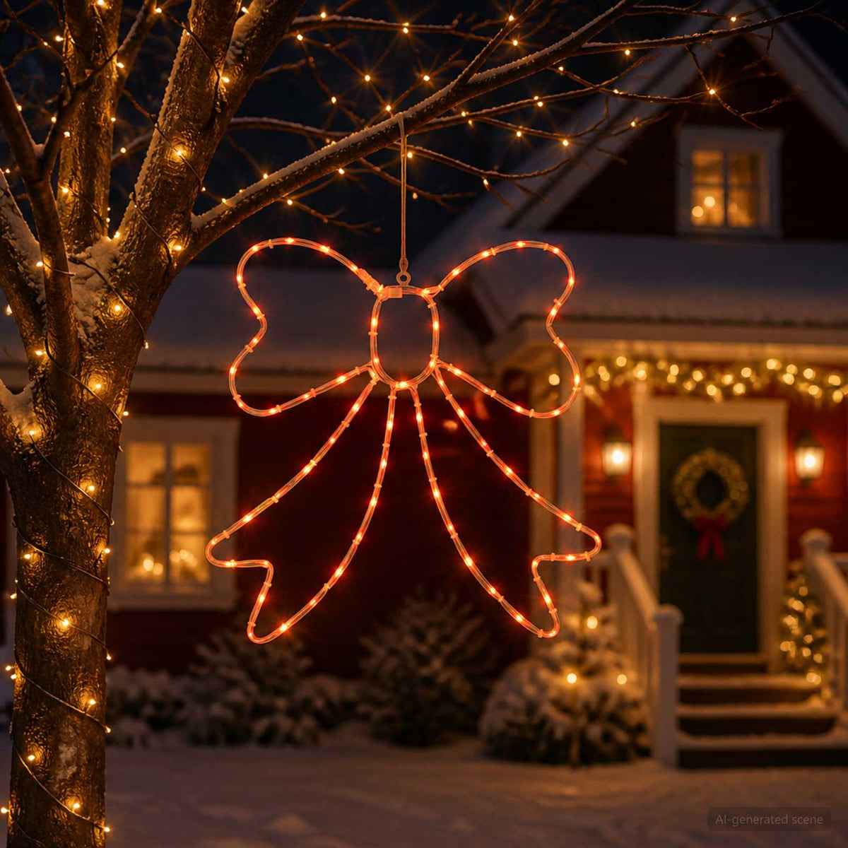 vidaXL Kokarda świetlna LED LOVIISA 70 LED Czerwony 50 x 51 cm