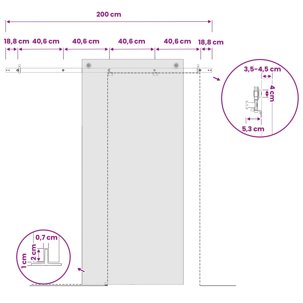vidaXL Zestaw okuć do drzwi przesuwnych 200 cm Stal Czarny