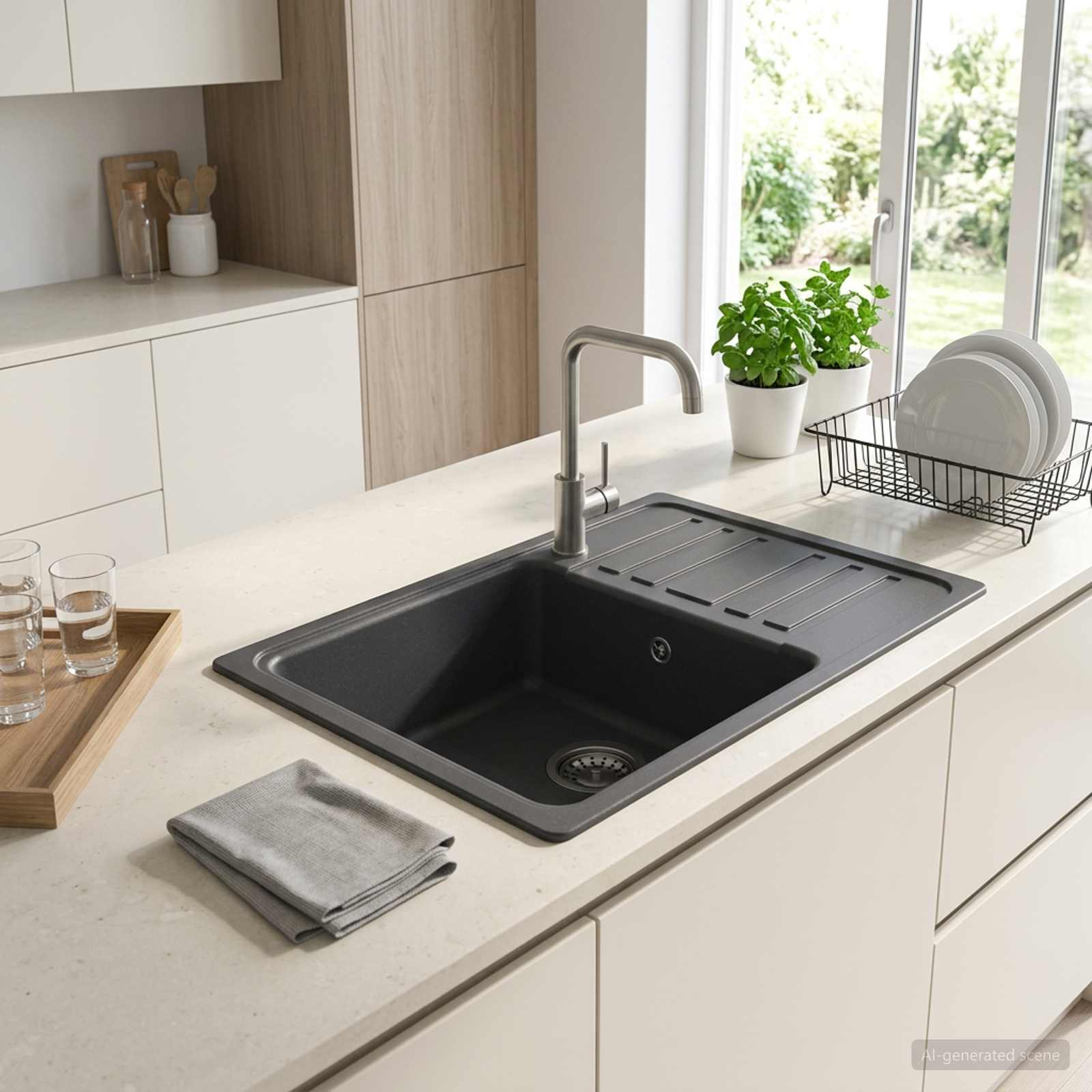 vidaXL Zlewozmywak kuchenny z ociekaczem Granit 57.5 x 46 x 28 cm