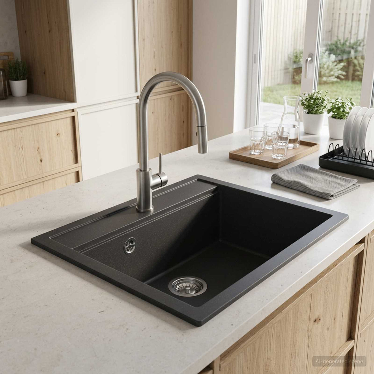 vidaXL Zlew kuchenny jednokomorowy Granite 49 x 51 x 30.5 cm Grafitowy