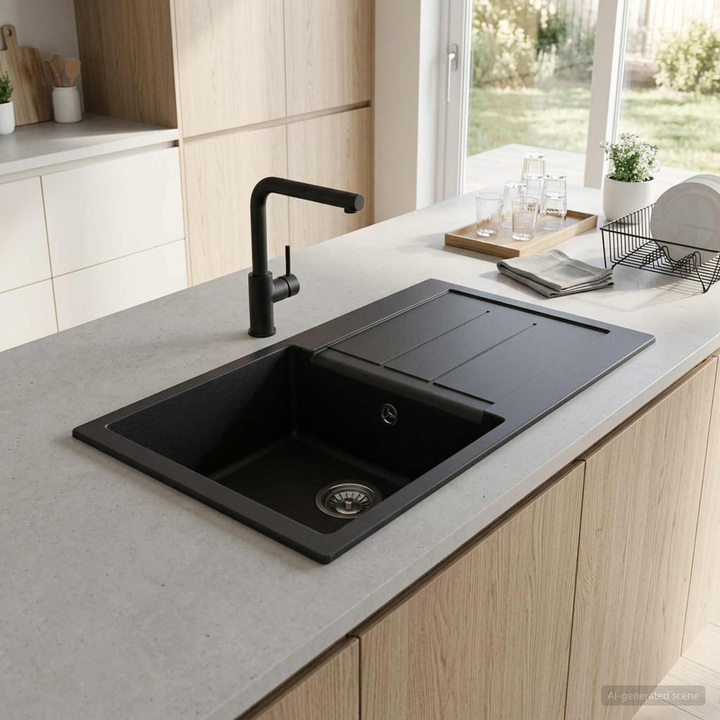 vidaXL Zlew kuchenny jednokomorowy Granite 78 x 50 x 20 cm Grafitowy