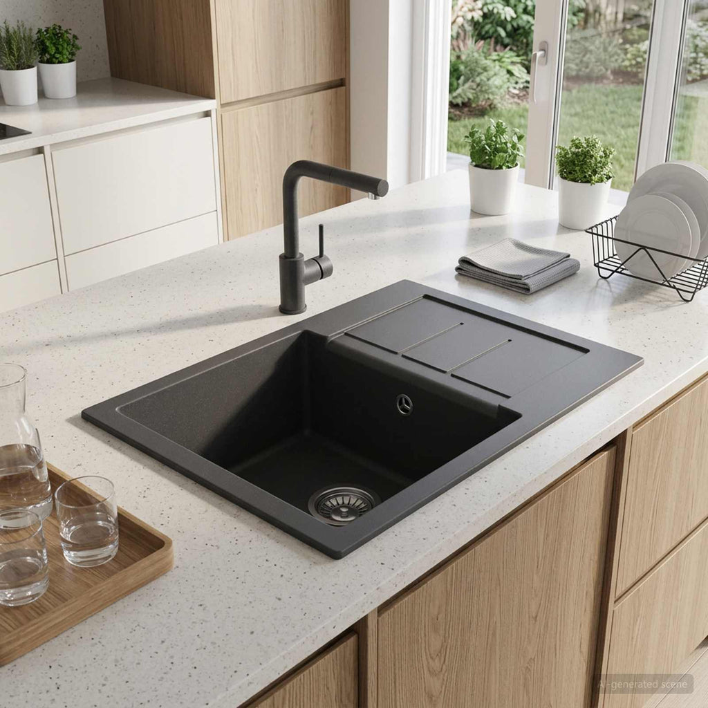 vidaXL Zlew kuchenny jednokomorowy Granite 62 x 50 x 20 cm grafitowy