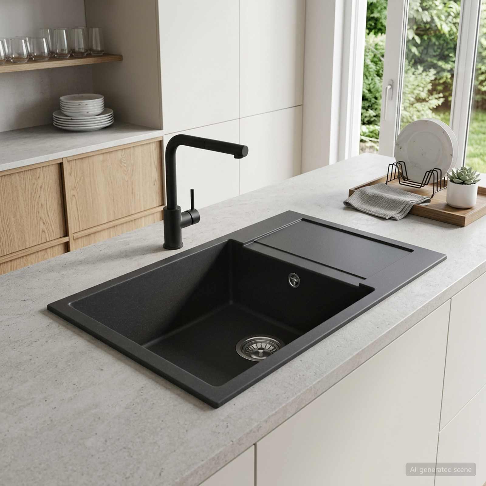 vidaXL Zlew kuchenny jednokomorowy Granite 78 x 50 x 20 cm Grafitowy