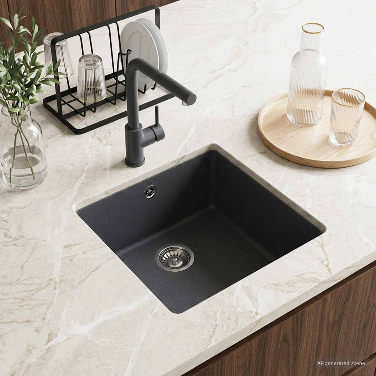 vidaXL Zlewozmywak kuchenny jednokomorowy Granit 43 x 46 x 20 cm
