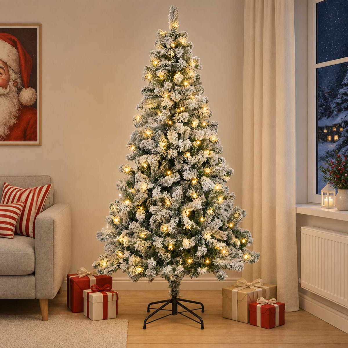 vidaXL Sztuczna choinka z zawiasami 120 cm 150 LED Ciepła biel