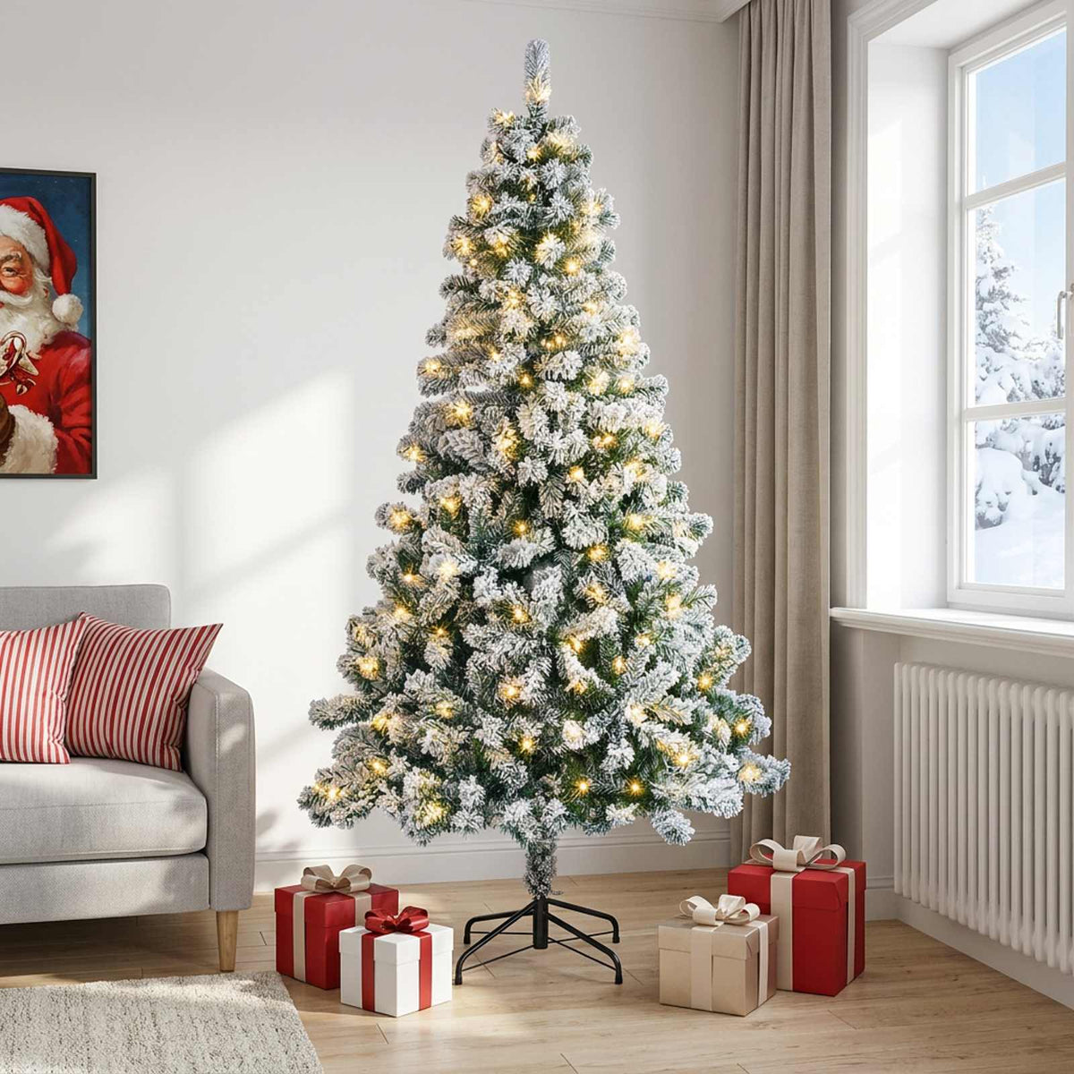 vidaXL Sztuczna choinka z zawiasami 120 cm 150 LED Ciepła biel