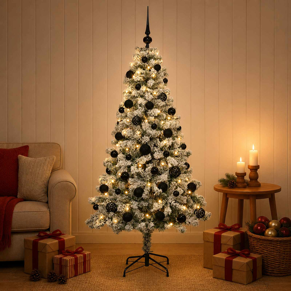 vidaXL Sztuczna choinka z bombkami 120 cm 150 LED Ciepła biel