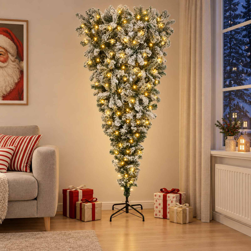 vidaXL Odwrócone Sztuczne Drzewko Bożonarodzeniowe na Zawiasach 150 cm