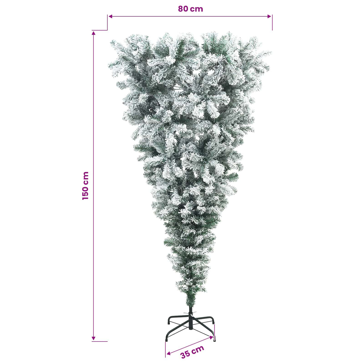 vidaXL Odwrócone Sztuczne Drzewko Bożonarodzeniowe na Zawiasach 150 cm