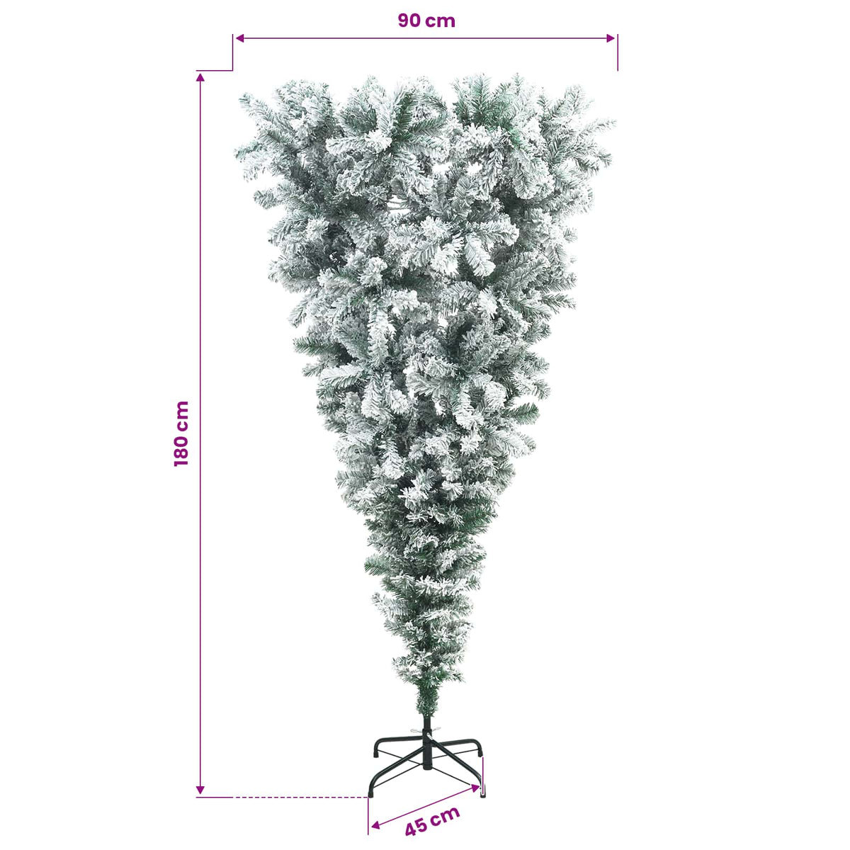 vidaXL Odwrócone Sztuczne Drzewko Bożonarodzeniowe na Zawiasach 180 cm