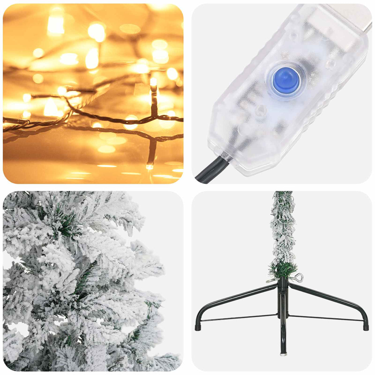 vidaXL Sztuczna choinka z zawiasami 210 cm 300 LED Ciepła biel