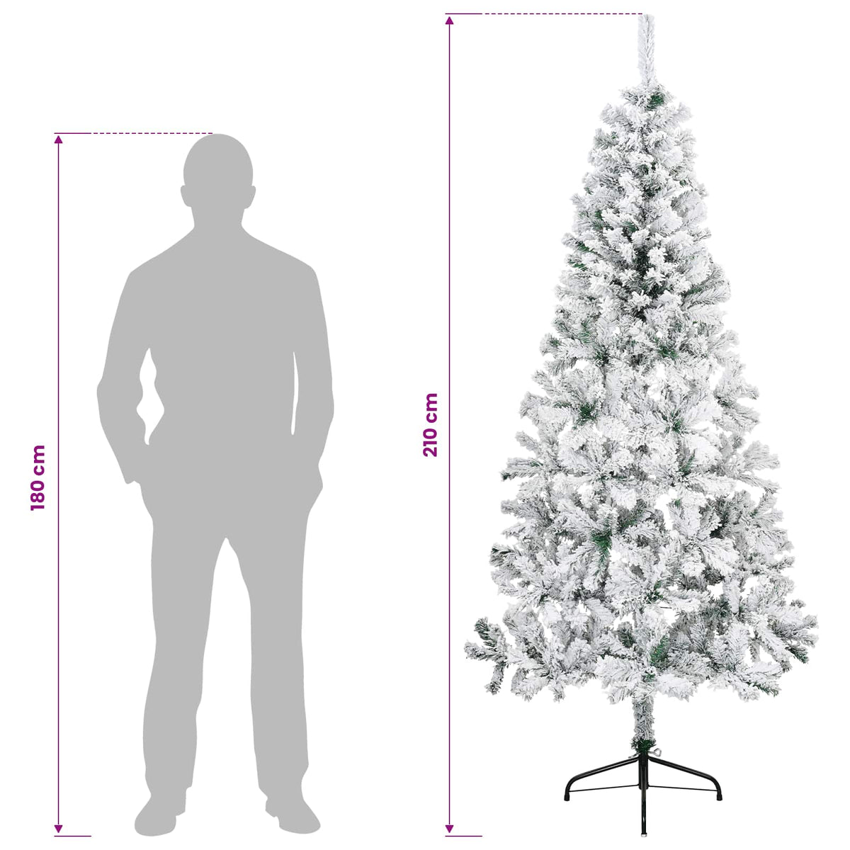 vidaXL Sztuczna choinka z zawiasami 210 cm 300 LED Ciepła biel