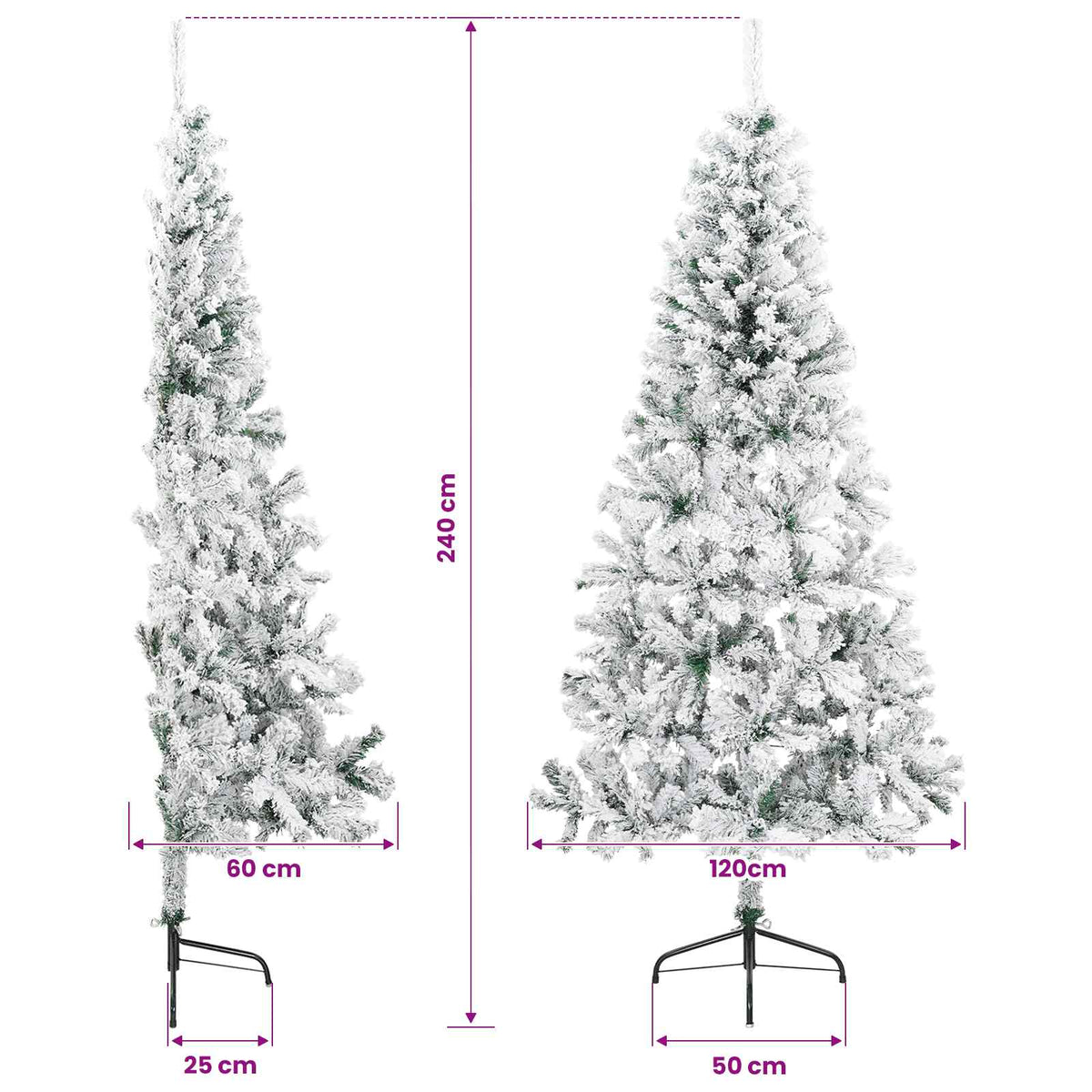 vidaXL Sztuczna choinka z zawiasami 240 cm 300 LED Ciepła biel