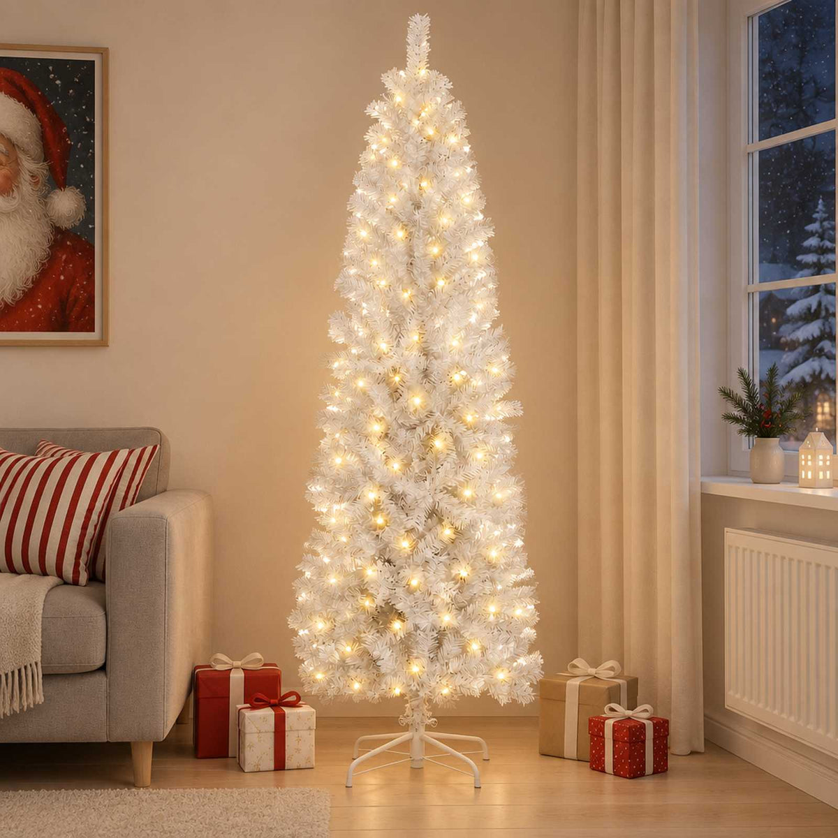 vidaXL Sztuczne smukłe drzewo bożonarodzeniowe 180 cm 300 LED
