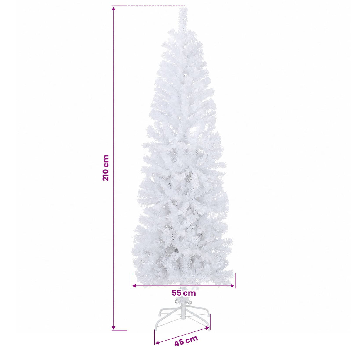 vidaXL Sztuczne smukłe drzewo bożonarodzeniowe 210 cm 300 LED