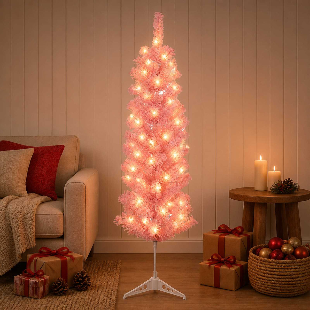 vidaXL Sztuczne smukłe drzewo bożonarodzeniowe 120 cm 150 LED