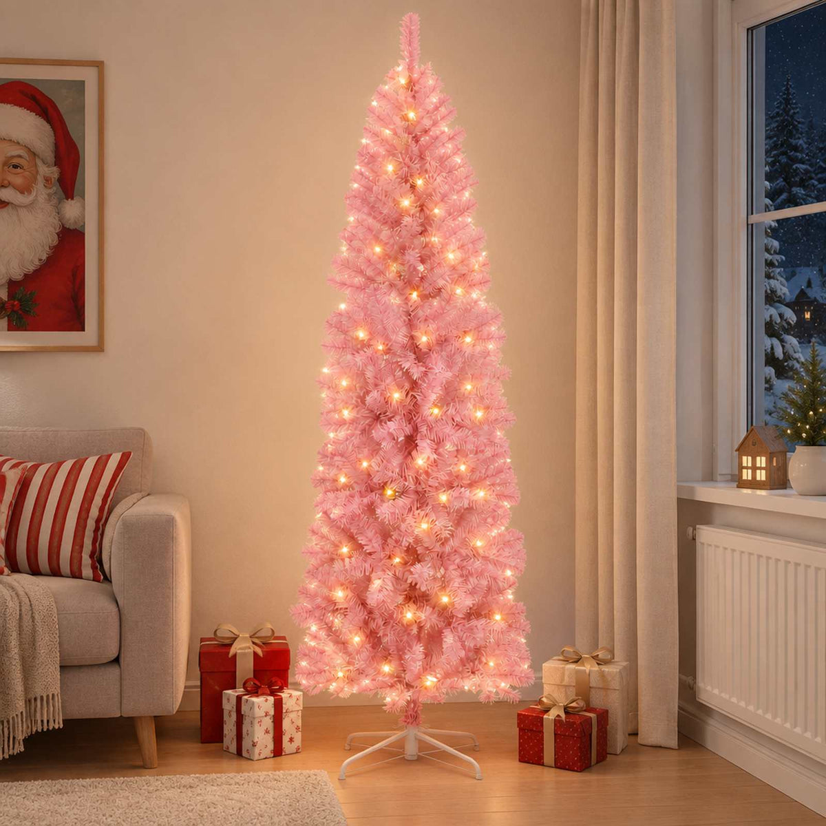 vidaXL Sztuczne smukłe drzewo bożonarodzeniowe 180 cm 300 LED