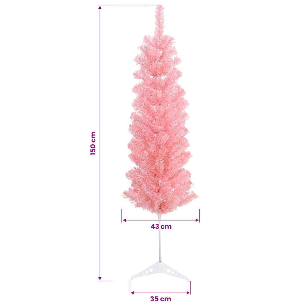 vidaXL Sztuczna wąska choinka z bombkami 150 cm 150 LED Ciepła biel