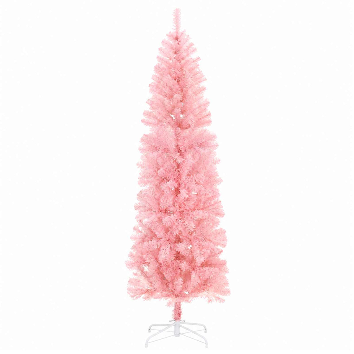 vidaXL Wąska sztuczna choinka z bombkami 180 cm 300 LED Ciepła biel