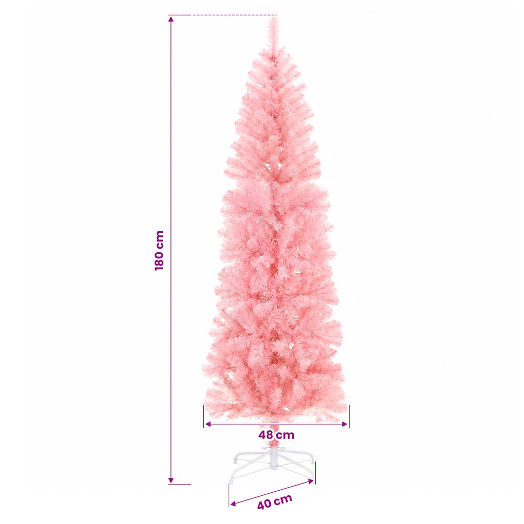 vidaXL Sztuczna wąska choinka z bombkami 180 cm 300 LED Ciepła biel
