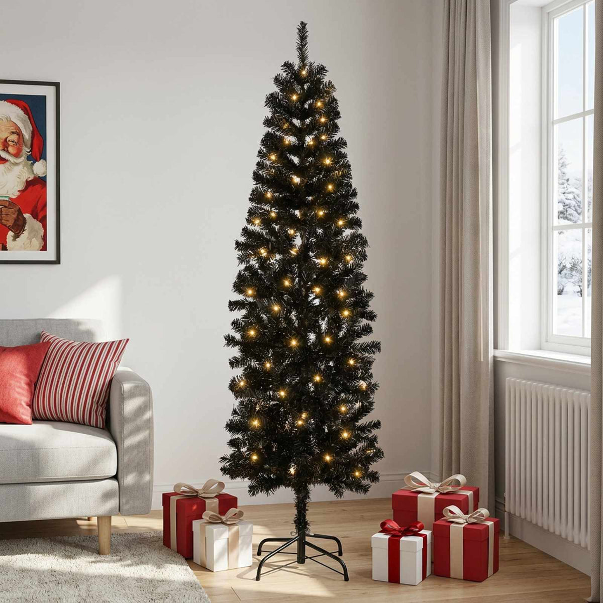 vidaXL Sztuczne smukłe drzewo bożonarodzeniowe 180 cm 300 LED
