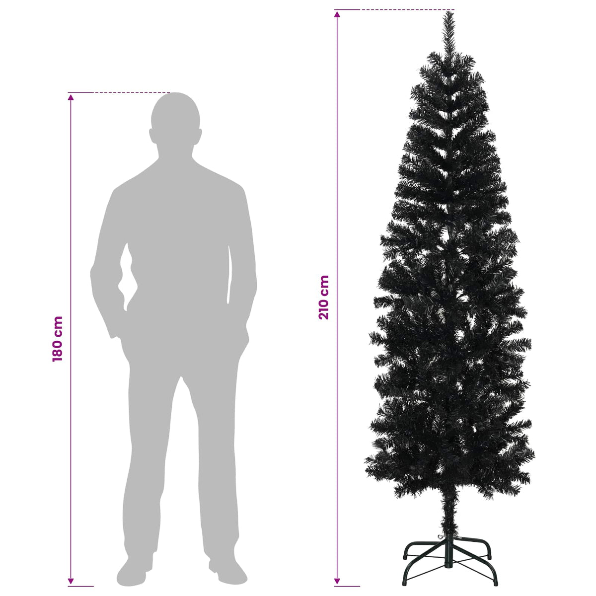 vidaXL Sztuczne smukłe drzewo bożonarodzeniowe 210 cm 300 LED